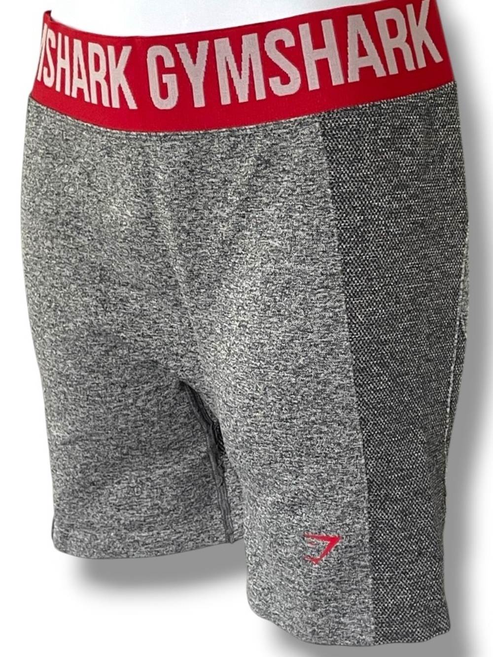 Gymshark Gray Contour Biker Shorts Red Logo Waistband High Rise Shapewear - Picture 6 of 8